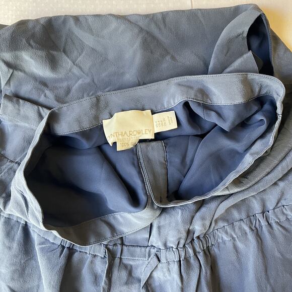 Cynthia Rowley Women Silk Dress US 4 Blue Shirt Dress Sleeveless Knee Length - Picture 8 of 10